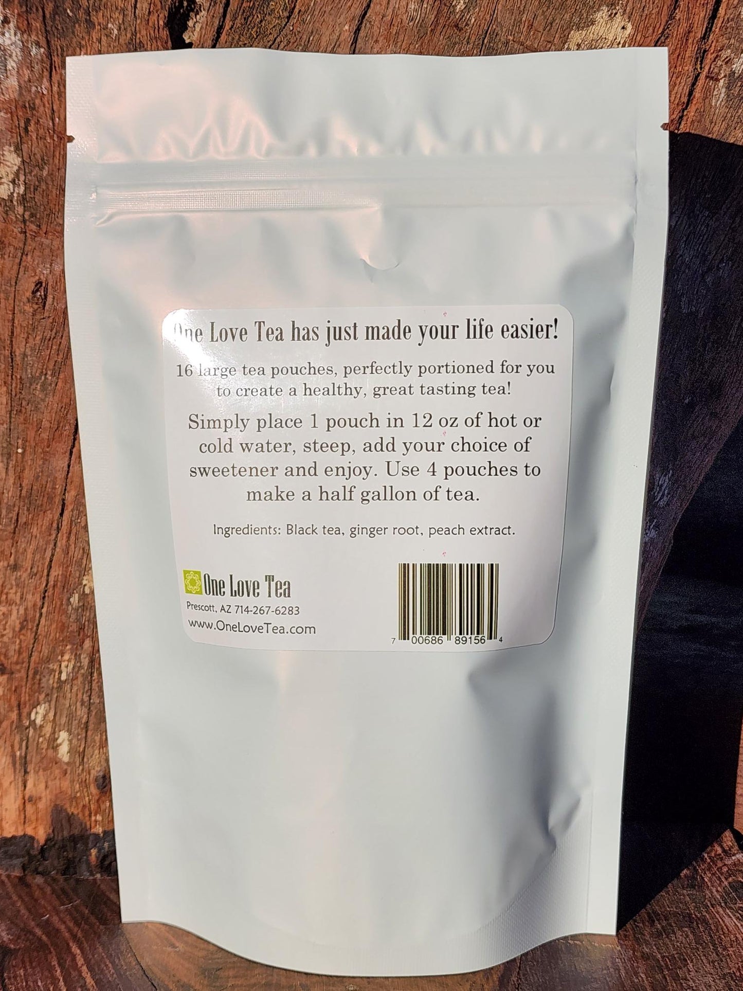 Fruity Ginger Peach Black Tea - Tea Pouch - caffeinated