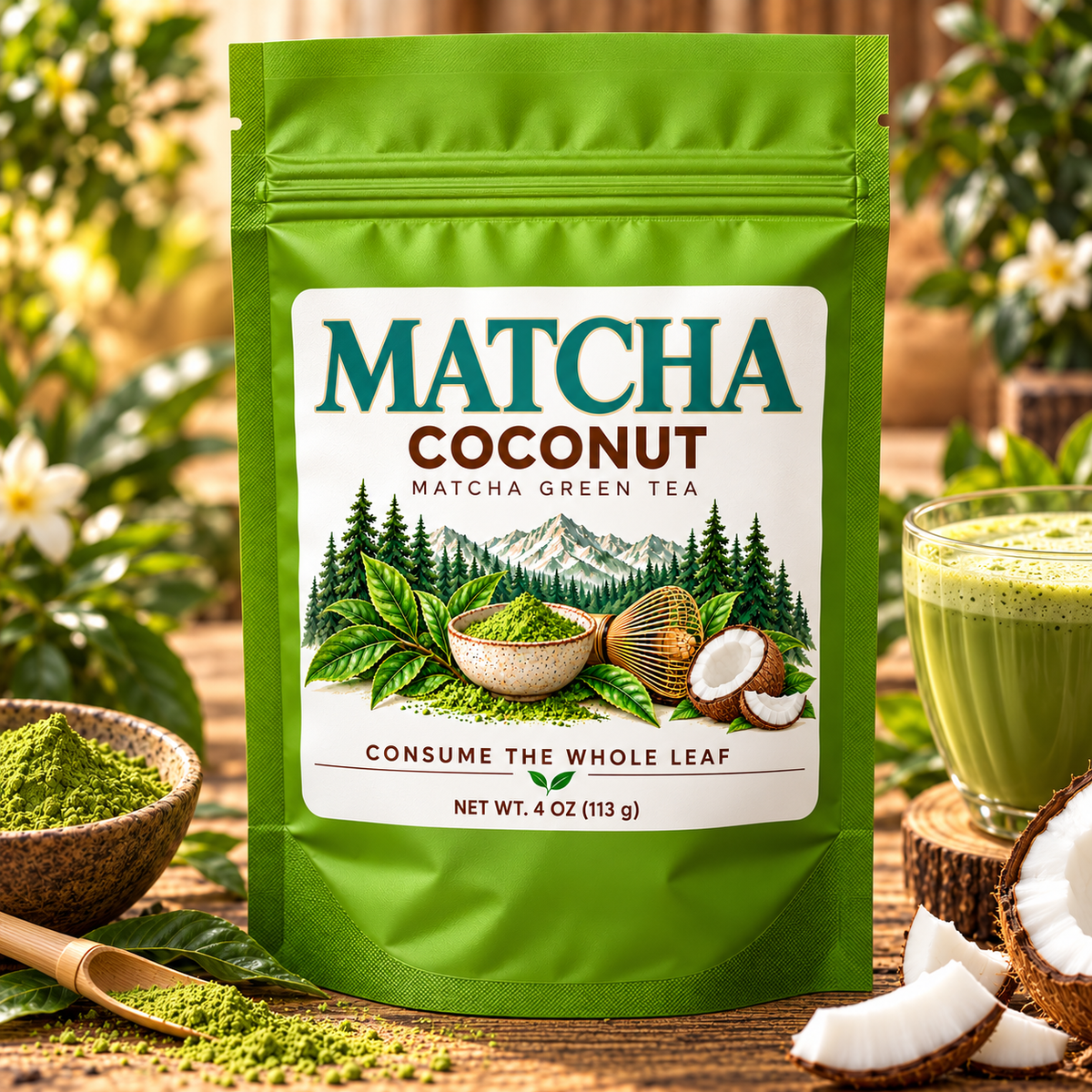 Coconut Matcha — 4 oz green pouch